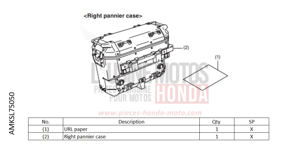 KIT,R PANNIER CASE (AL) de Africa Twin DCT PEARL GLARE WHITE (NHB53H) 2022